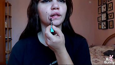 Natural color lipgloss and smoking