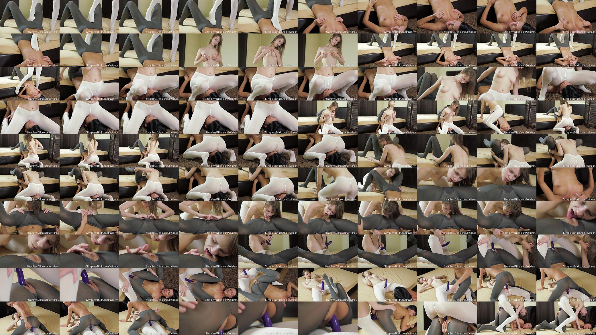Girls in silky tights play with a strapon 预览图