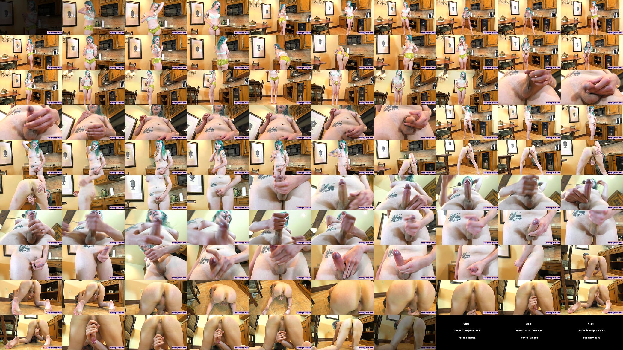 Tattooed shemale bends over after wanking 预览图