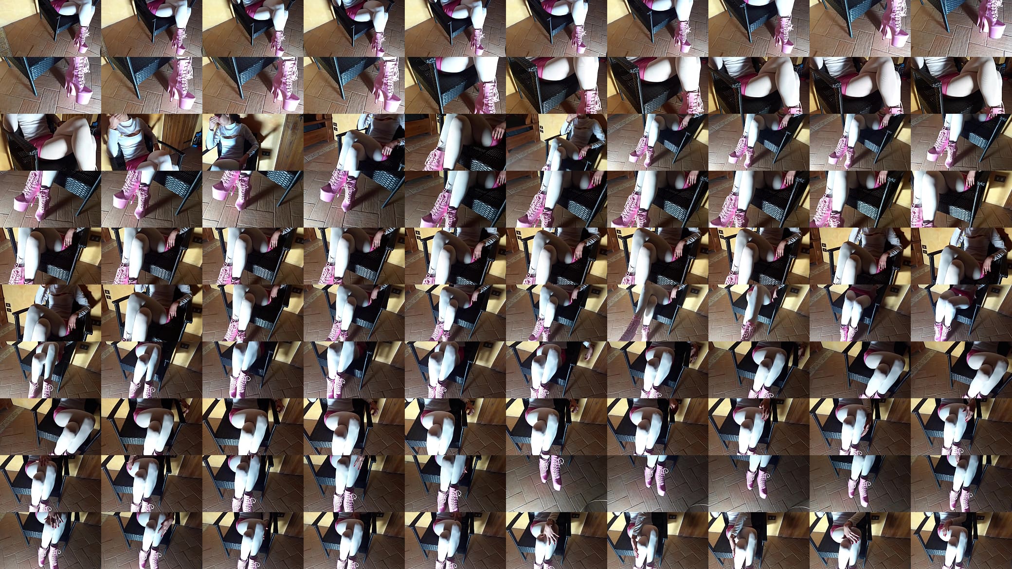 Sitting on a chair in pantyhose and high heeled boots 预览图