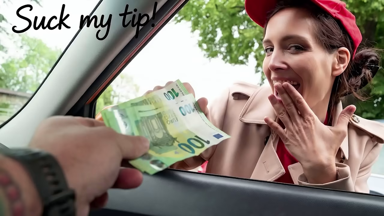 This Brunette Barista Slut Earned Her Tip On Her Knees