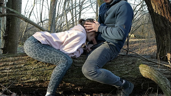 Red Bitch Sucks My Dick in the forest while her husband is not around.