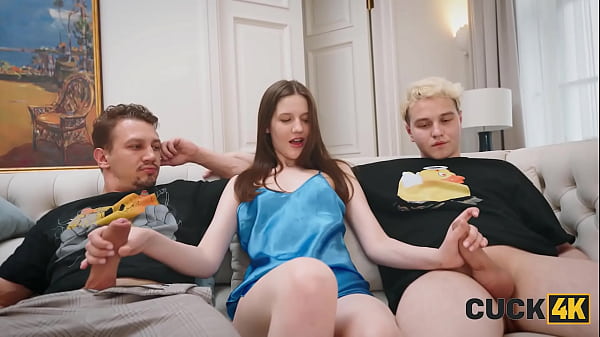 CUCK4K. Sexy Russian teen Margo Von Tease gave her tight pussy and asshole for double penetration