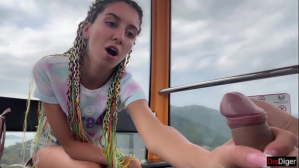 Public Dick Flashing on the Ferris wheel - Stranger Girl Help me Cum in her Mouth