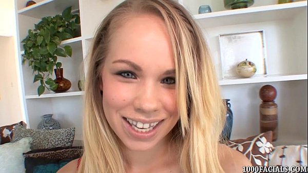 Blonde Britney Young taking sticky facial cumshot