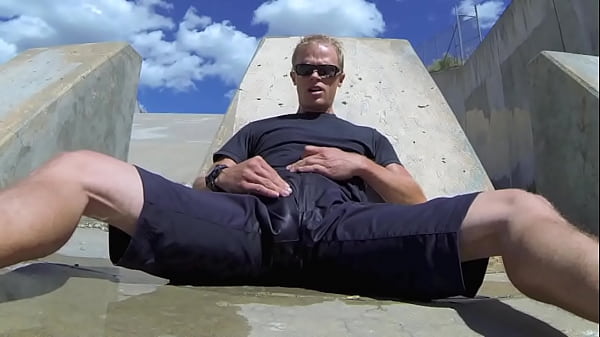 Download Video - Pissing and cumming inside black shorts in public