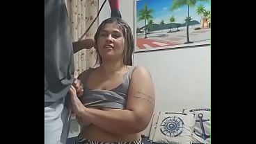 Hairdresser comes to my house and fucks my pussy, and I make him cum in my mouth.