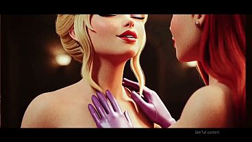 Holli Would x Jessica Rabbit lesbian kissing (Cool World, Who framed Roger Rabbit /AI generated)
