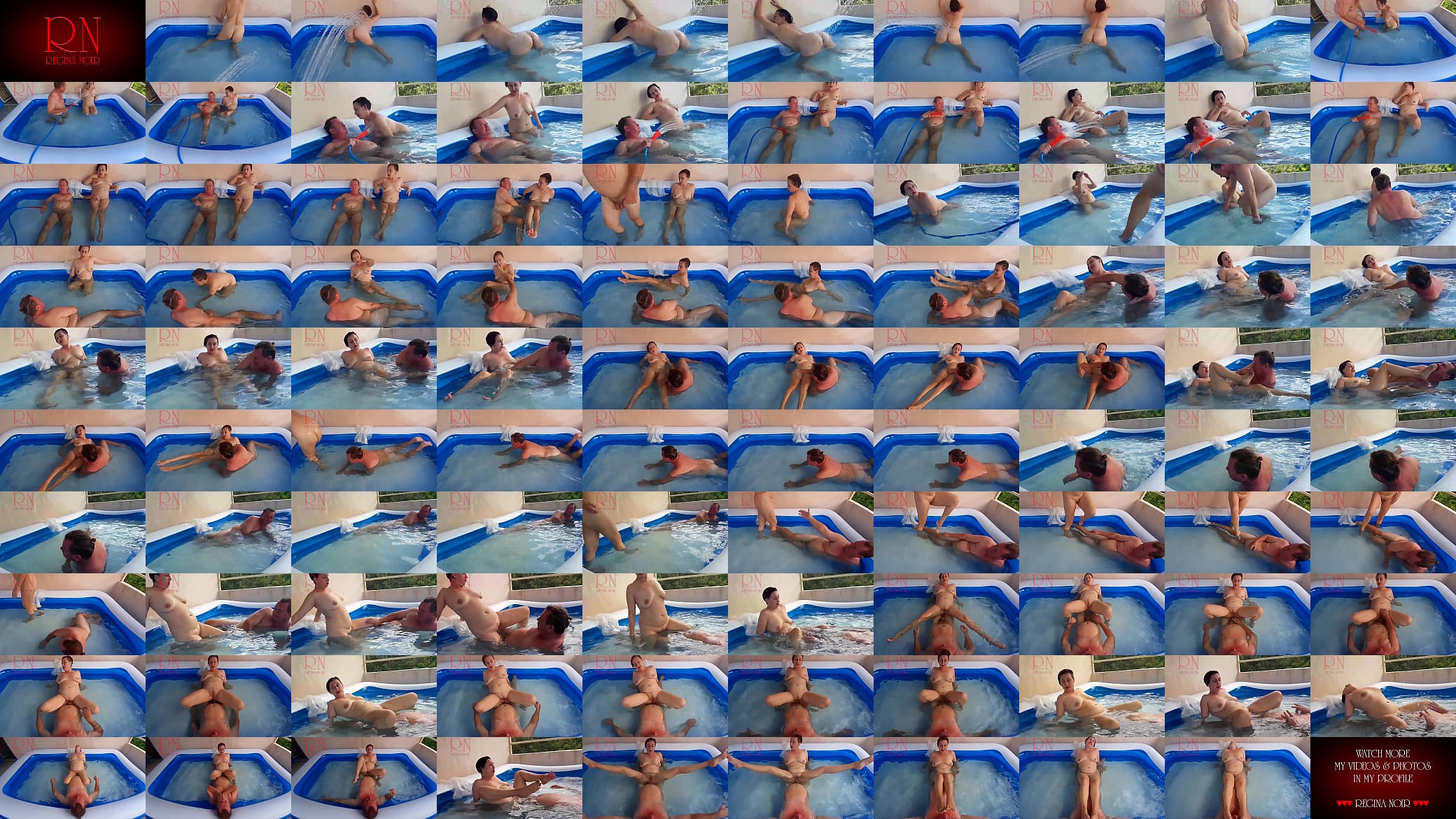 Nude couple plays in the outdoor nudist swimming pool. s2 182 预览图