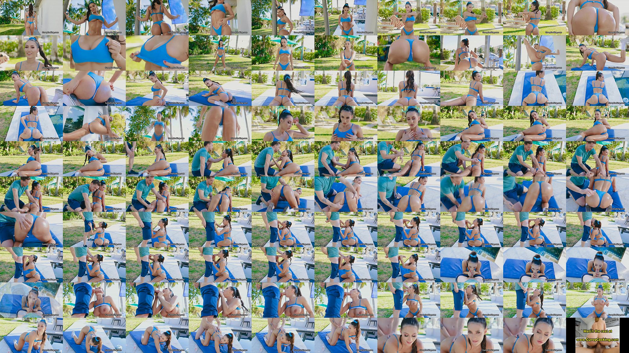 Curvy bikini babe on big cock outdoor poolside 预览图