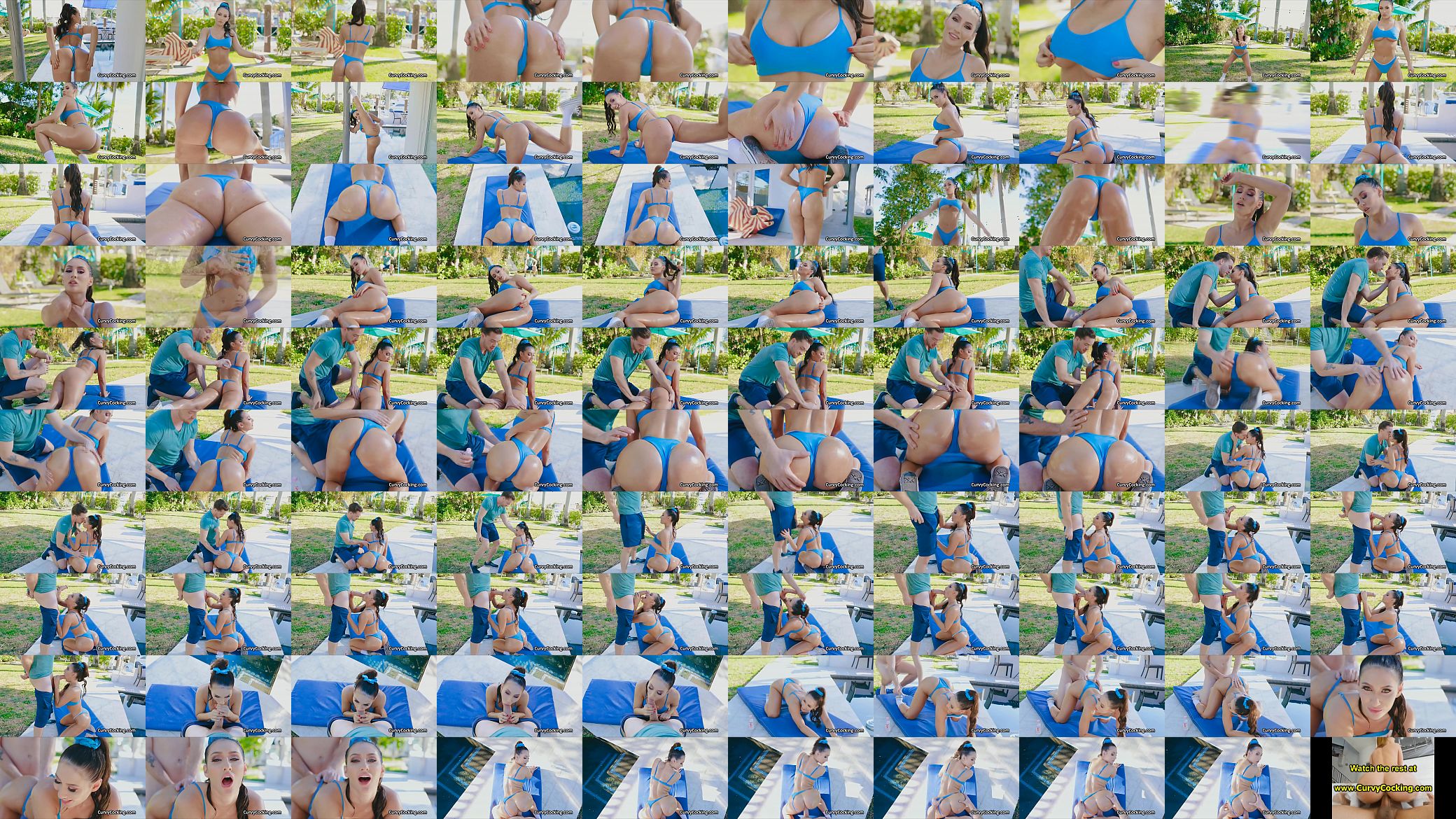 Oiled PAWG bikini babe on fat cock by the pool 预览图