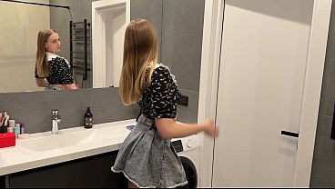 IMAGINE, I'M STUCK IN THE WASHING MACHINE! I fucked my stepsister in the washing machine