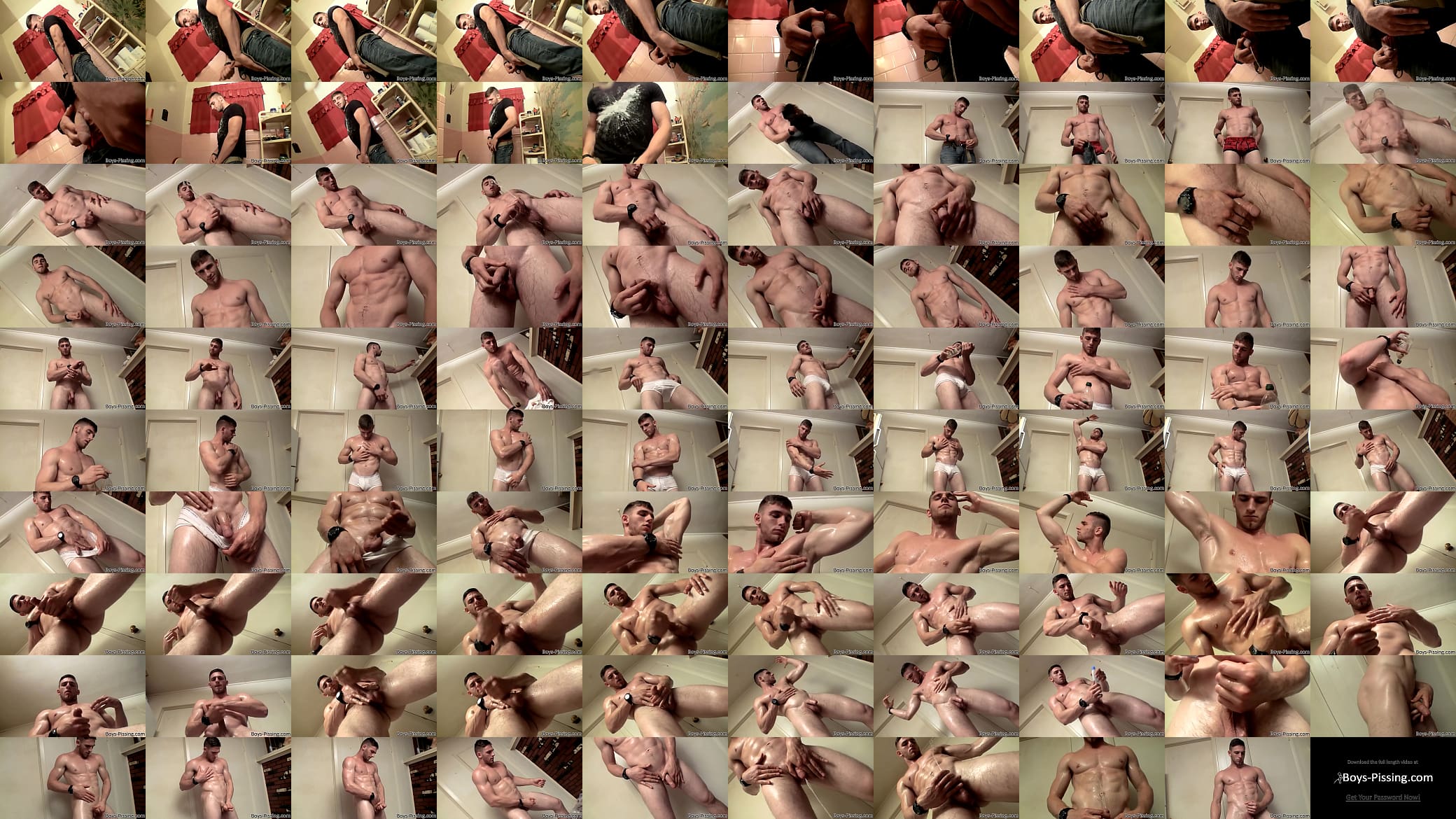 Ripped jock Elijah Knight pees on himself and flexes muscles 预览图