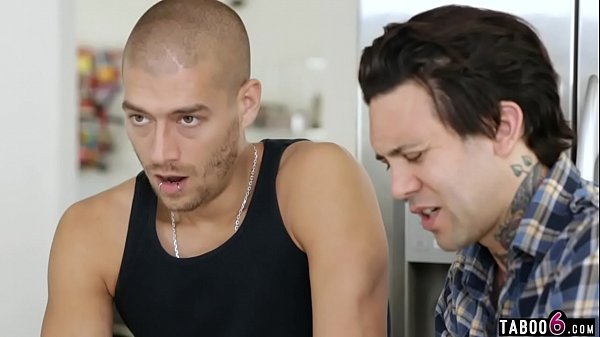 Stepbrothers DP fuck their new dumb MILF stepmom
