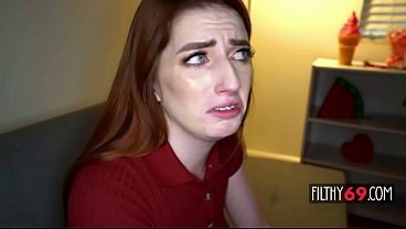 Nerdy redhead stepsister wants to play with stepbrother's cock - Aria Carson