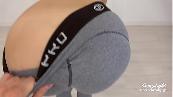 Sporty teen in yoga pants gets hard fuck from behind