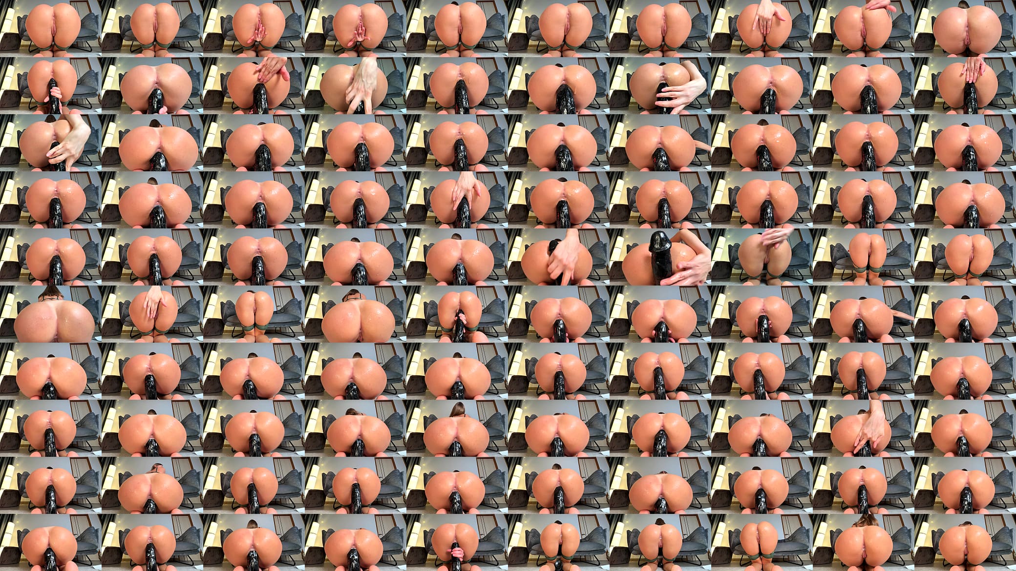 Riding monster big black dildo with my big ass close-up 预览图
