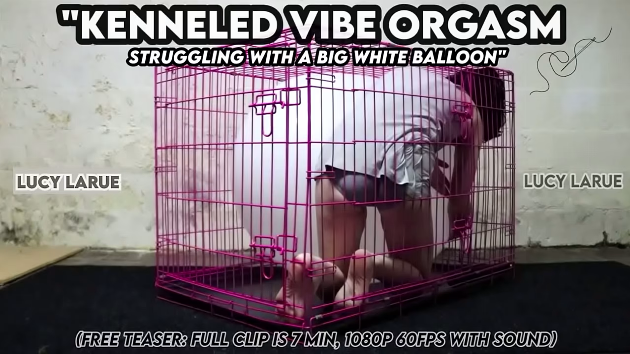 &quot_Kenneled Vibe Orgasm Struggling with a Big White Balloon&quot_