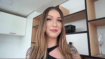 Very beautiful Brazilian TS, Nilaya Doll gets introduced & fucked by big white cock(Anal, 1on1 - TS/M, dirty talk, Big cock) ALT059