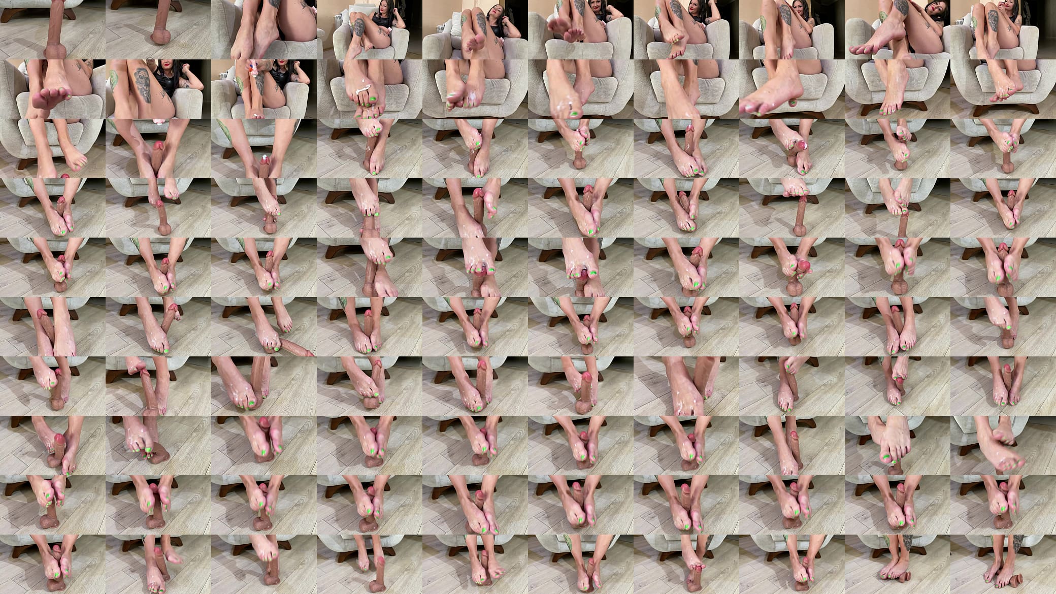 Foot fetish. Dominatrix Nika gives a footjob with a dildo. Feet in cream, sexy toe and foot fetish. 预览图