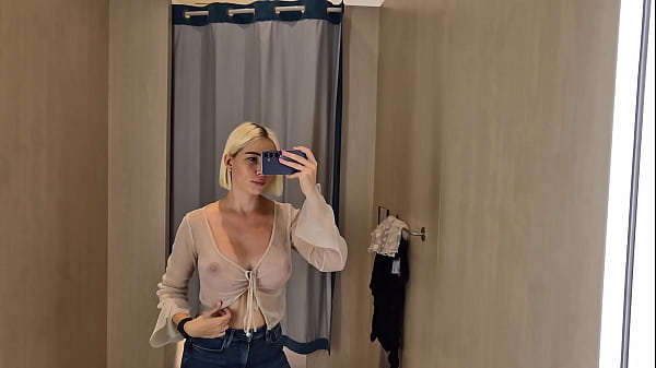 See Through Clothes Try on Haul in dressing room | Transparent top No Bra