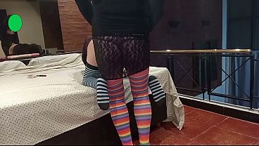 I'm dressed as a woman, I'm fucking a brunette on all fours