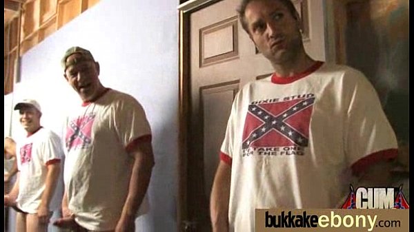 Gorgeous ebony lady sucks white dicks and gangb...