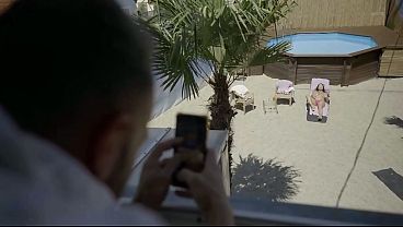 Damn HOT German MILF with big, natural breasts gets fucked by the neighbor.