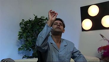 Brunette MILF with big boobs, Kitty Bella, gets undressed by her man, who shoves his big...