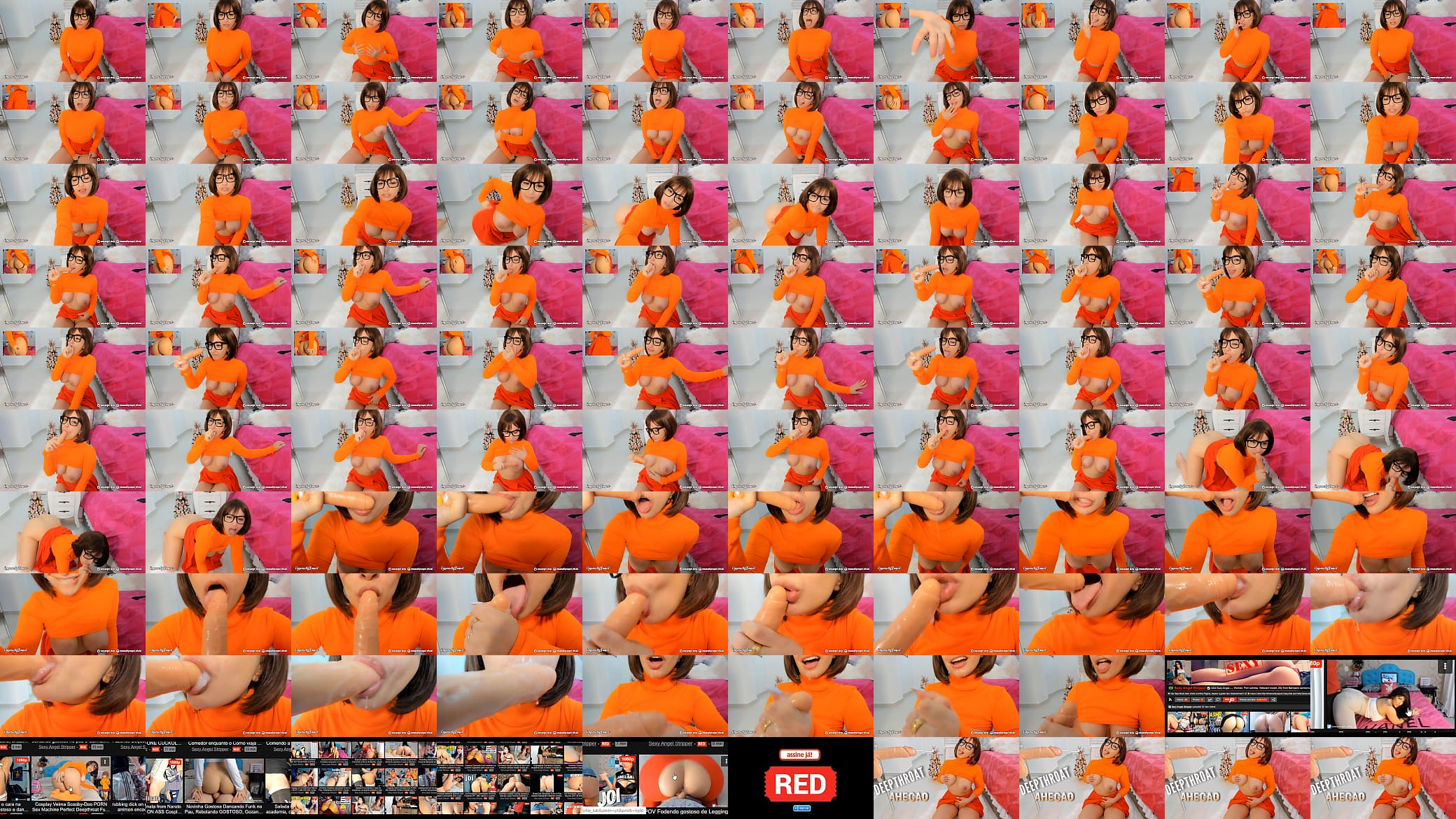 velma dinkle deepthroat sucking hard her toy drooling so hard cosplay cartoon hot brunette 预览图