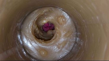 Precum squirting in my pussy toy Camera In Vagina 4k. Extreme close up!