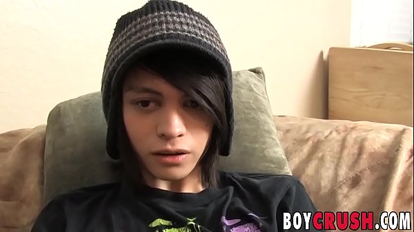 Gorgeous twink tugging and cumming at sex inter...