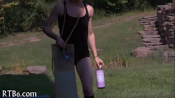 Fastened up babe waits lustily