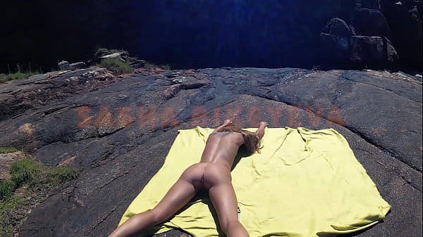 TRAVEL NUDE - Perfect body and hot ass petite Russian nudist girl Sasha Bikeyeva on the coast Atlantic Ocean