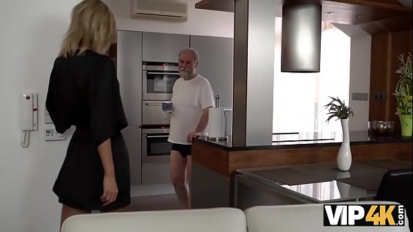 VIP4K. Lucky old husband cooks breakfast and fucks teen beauty