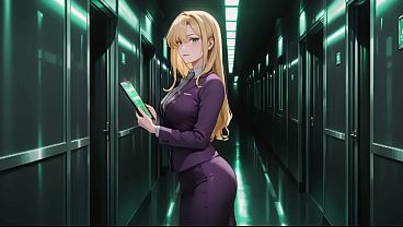 Blonde Boss in Purple Suit! Office & Train Private Moments. She's multitasking with files while secretly adjusting her skirt... That gaze is deadly!