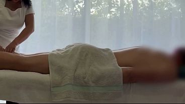 Asian massage with huge load of a caucasian guy