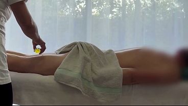 Asian massage with huge load of a caucasian guy