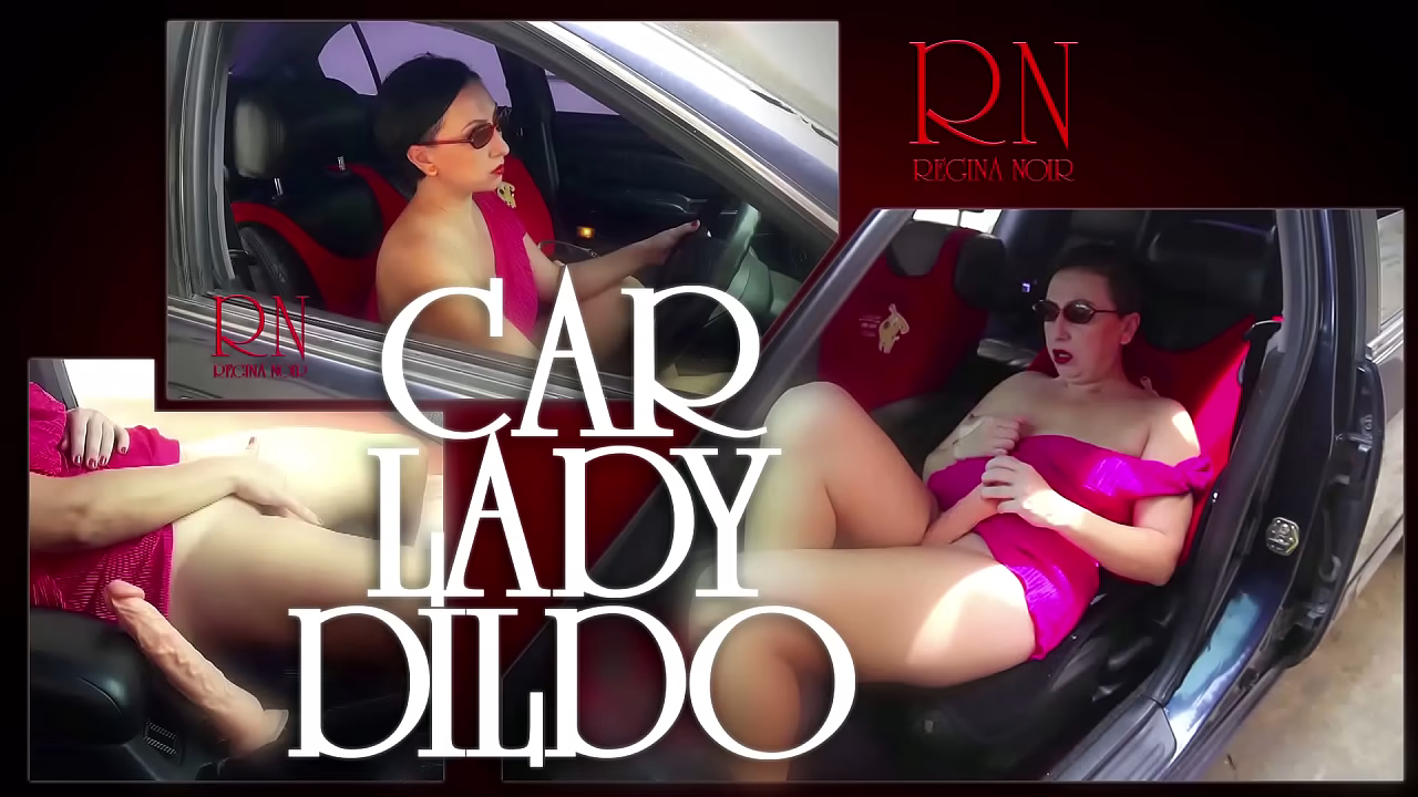 A lady masturbates in a car in a parking lot Teasing a clit with a dildo 41