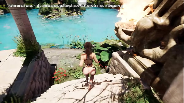 The statue's huge cock awakened in Lara Croft's pussy and then impregnated her. 3D Hentai Game