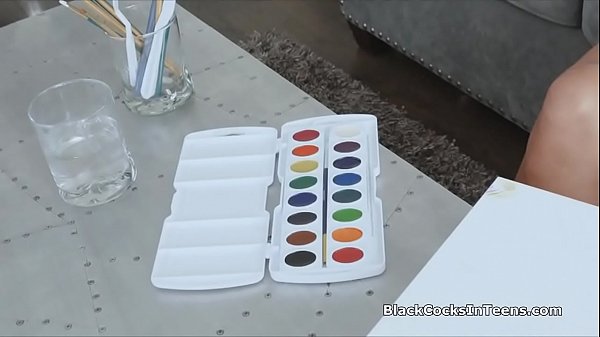Perky painter blows models big black cock