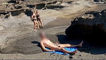 TWO BITCHES ON THE BEACH: my cock exposed to two fit girls on the beach