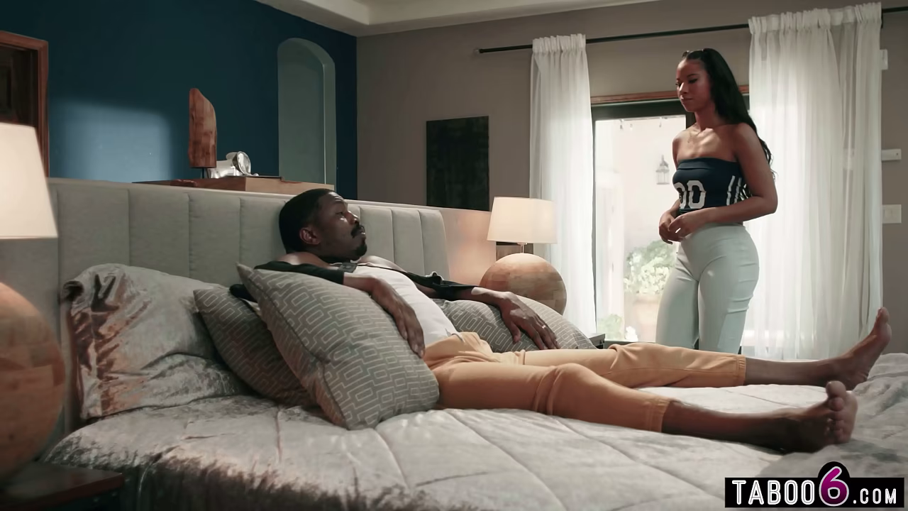 Black teen stepdaughter helps out her cripple BBC stepdad