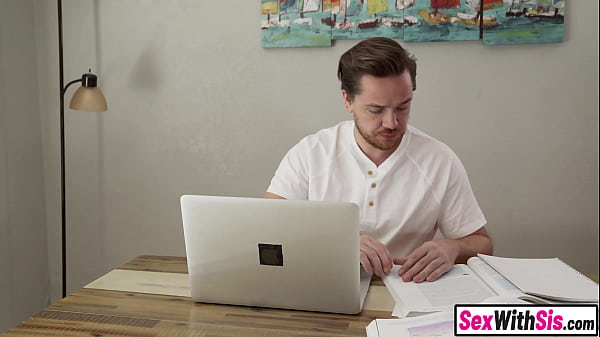 Latina MILF stepsister blows and fuck stepbro during online class