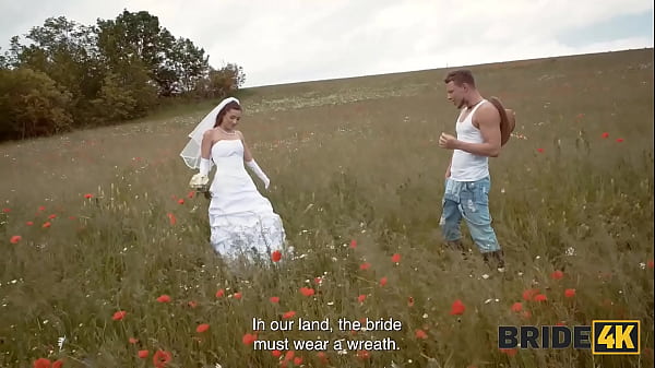 Download Video - BRIDE4K&period; Pretty brunette bride fucks a horny shepherd in a summer field