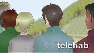 Alex is stuck in a fence in Hentai 2d porn