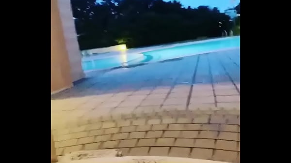 Together at the night pool