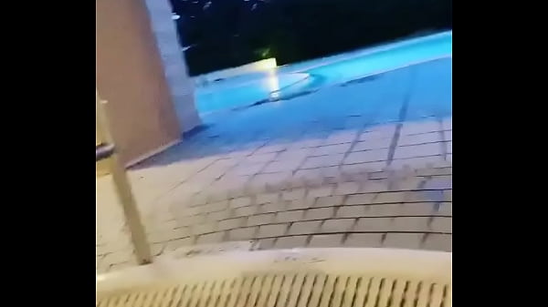 Together at the night pool
