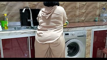 Egyptian Sharmota get her pussy wet in the kitchen arabic big woman big ass fuck