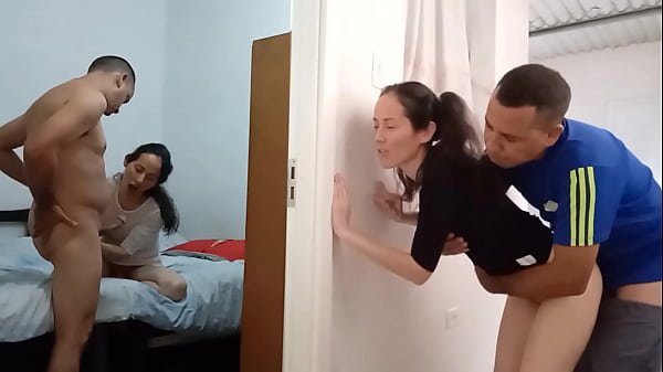 I see the cuckold fucking in my room while his friend fucks my ass.